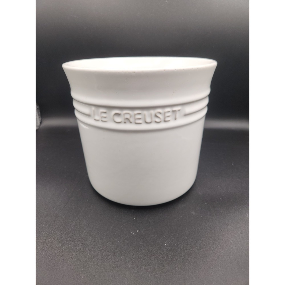 "White" LE CREUSET 2.75 Quart‎ Large Utensil Crock Stoneware 6" Tall 2.3 L